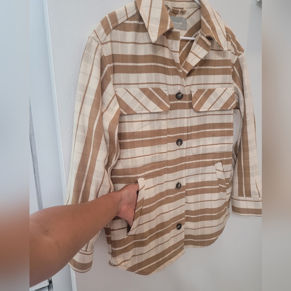 Everlane Beige and Brown Striped Shirt - Picture 5 of 10